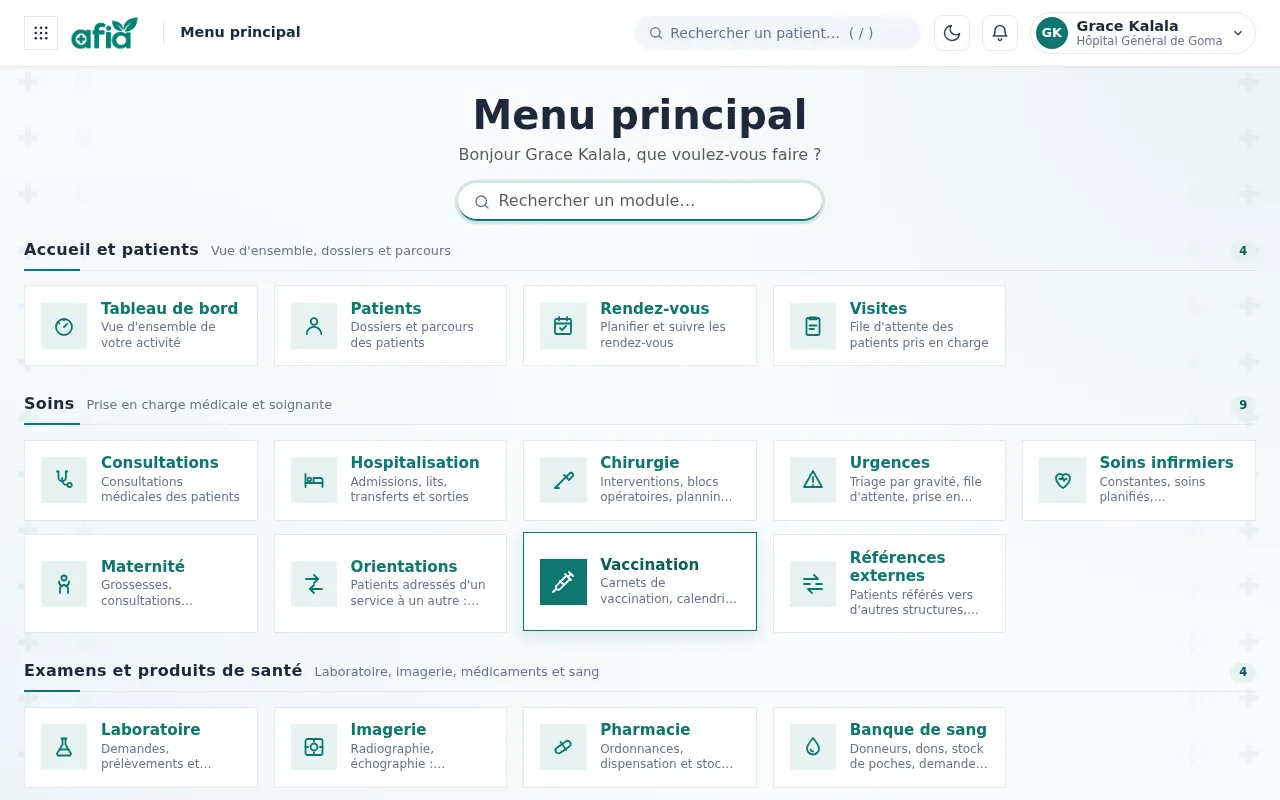 Un menu selon le rôle